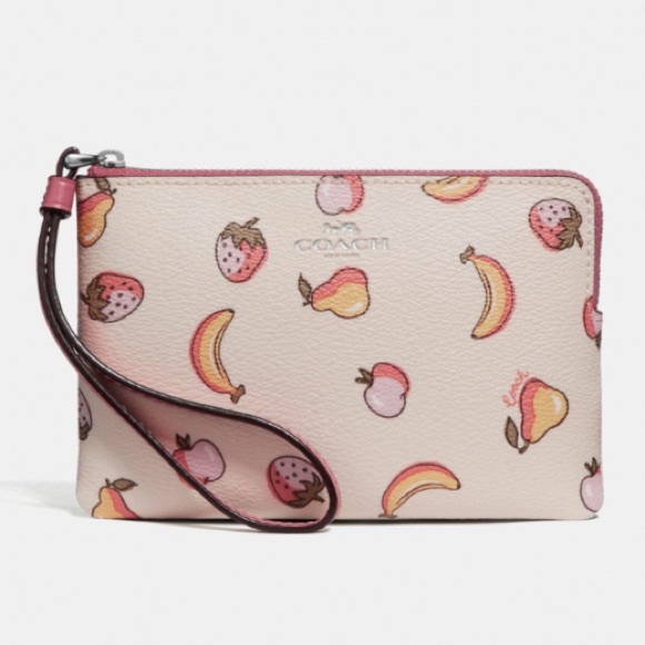 Coach Handbags - SALE🍓Coach Fruit Print Corner Zip Wristlet